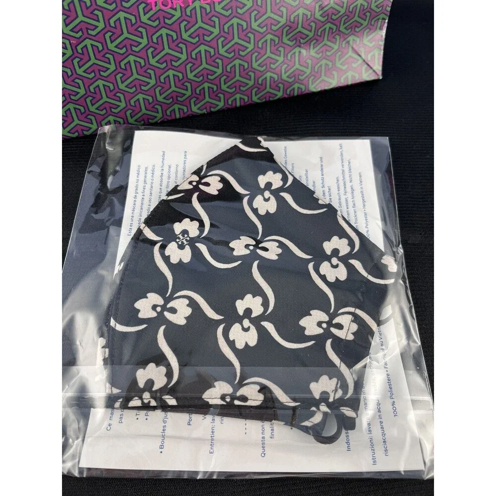 Tory Burch Face Masks New/Sealed Black Floral Stencil